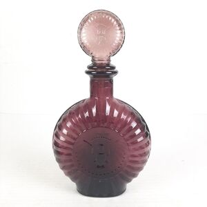 🛍Vintage Amethyst Purple Bird Eagle Hawk GlassBottle w Lid Made in Taiwan